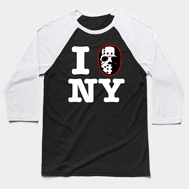 I Hockey Mask New York! Baseball T-Shirt by GodsBurden